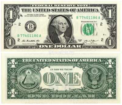 банкнота США 1 доллар 2013 год B (Нью-Йорк)