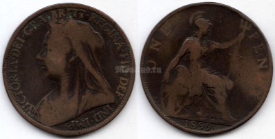 монета Великобритания 1 пенни 1899 год