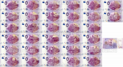 Набор из 32-х сувенирных банкнот 0 евро 2018 год - Чемпионат мира по футболу 2018