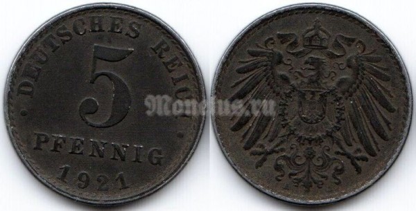 монета Германия 5 пфеннигов 1921 год А
