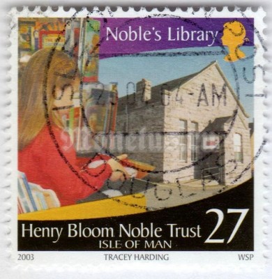 марка Остров Мэн 27 пенни "Noble's Library" 2003 год Гашение