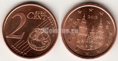 монета Испания 2 евро цента 2012 год