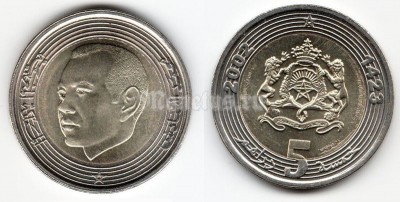 монета Марокко 5 дирхам 2002 год