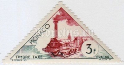 марка Монако 3 франка "Locomotive about 1850" 1953 год