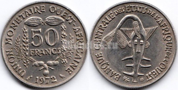 монета Западная Африка (BCEAO) 50 франков 1972 год