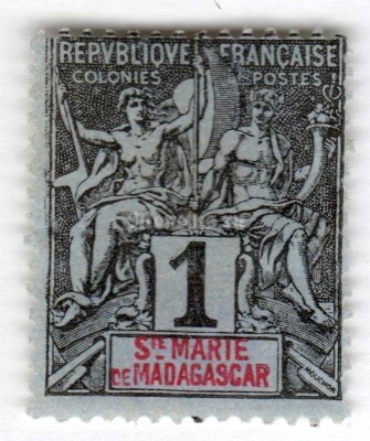 марка Сент-Мария и Мадагаскар 1 сантим "Герб" 