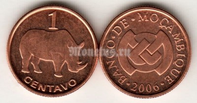 монета Мозамбик 1 центаво 2006 год