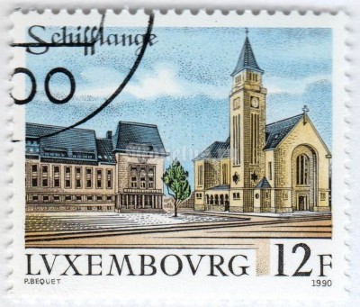 марка Люксембург 12 франков "Schifflange" 1990 год Гашение
