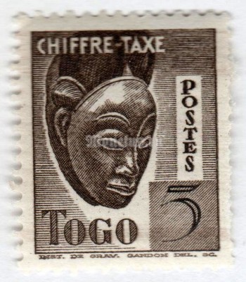 марка Того 5 сантима "Маска" 1942 год