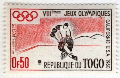 марка Тоголезия 0,50 франка "Winter olympics, Squaw Valley" 1960 год