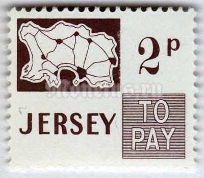 марка Джерси 2 пенни "Figures" 1971 год