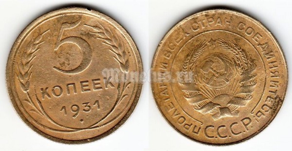 монета 5 копеек 1931 год