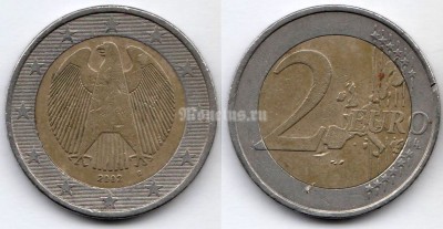 монета Германия 2 евро 2002 год D
