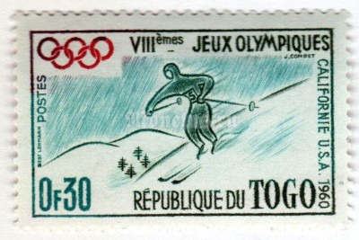 марка Тоголезия 0,30 франка "Winter olympics, Squaw Valley" 1960 год