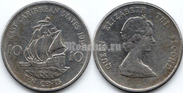 монета Восточные Карибы 10 центов 1997 год