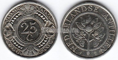 монета Нидерландские Антиллы 25 центов 1989 год