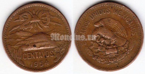 монета Мексика 20 сентаво 1954 год