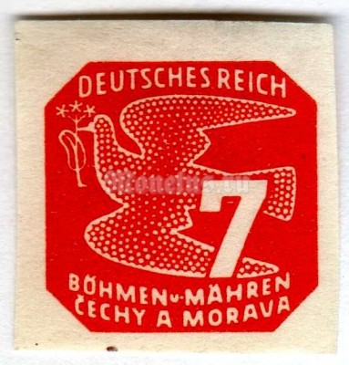 марка Богемия и Моравия 7 геллер "Stylized dove" 1943 год
