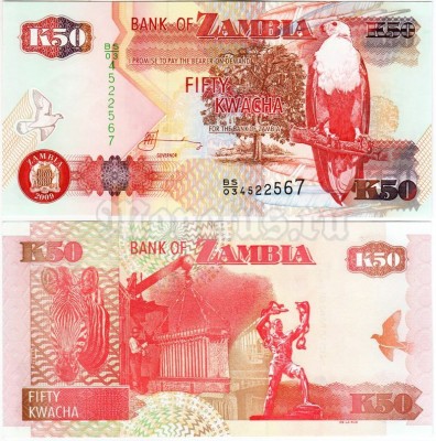 банкнота Замбия 50 квача 2009 год
