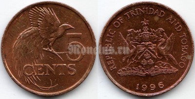 монета Тринидад и Тобаго 5 центов 1996 год