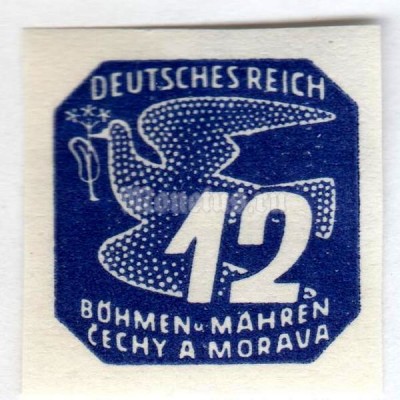 марка Богемия и Моравия 12 геллер "Stylized dove" 1943 год
