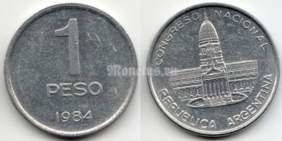 монета Аргентина 1 песо 1984 год