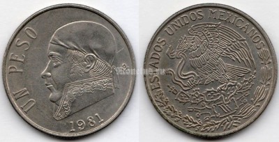 монета Мексика 1 песо 1981 года