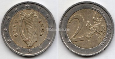 монета Ирландия 2 евро 2008 год