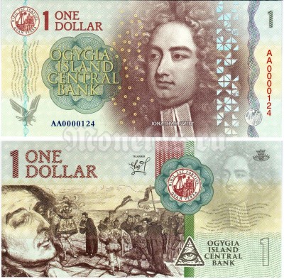 Остров Огигия 1 доллар 2019 год - Джонатан Свифт