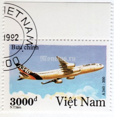 марка Вьетнам 3000 донг "Airbus A 340 - 300" 1992 год Гашение