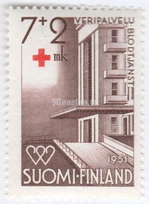 марка Финляндия 7+2 марки "Red Cross Hospital, Helsinki" 1951 год
