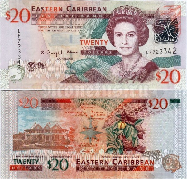 банкнота Восточные Карибы 20 долларов 2008 год