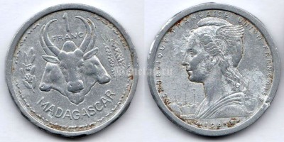 монета Мадагаскар 1 франк 1948 год