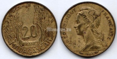 монета Мадагаскар 20 франков 1953 год