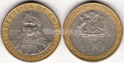 монета Чили 100 песо 2005 год