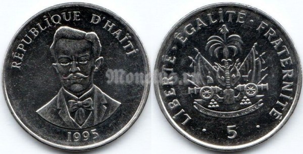 монета Гаити 5 сантимов 1995 год