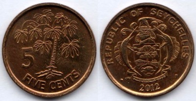 монета Сейшельские острова 5 центов 2012 год - Растение Маниок