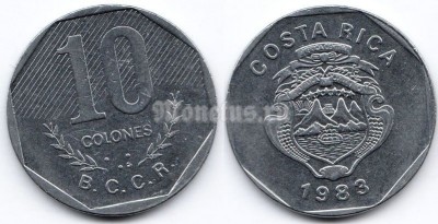 монета Коста-Рика 10 колонов 1983 год