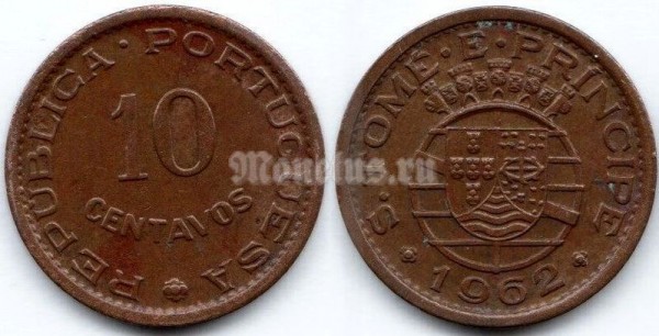 монета Мозамбик 10 центаво 1962 год