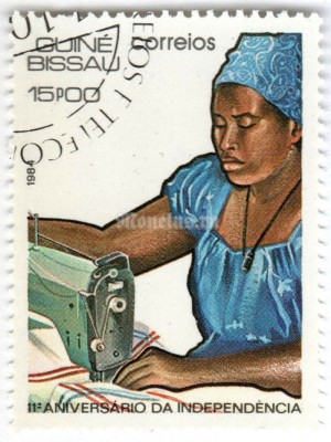 марка Гвинея-Биссау 15 песо "11th Anniversary of Independence" 1984 год Гашение