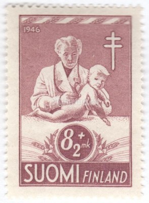 марка Финляндия 8+2 марки "Female Doctor Examining Small Child" 1946 год