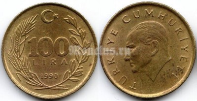 монета Турция 100 лир 1990 год