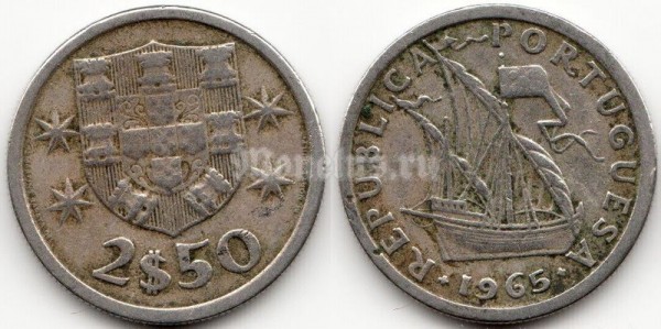 монета Португалия 2.5 эскудо 1965 год