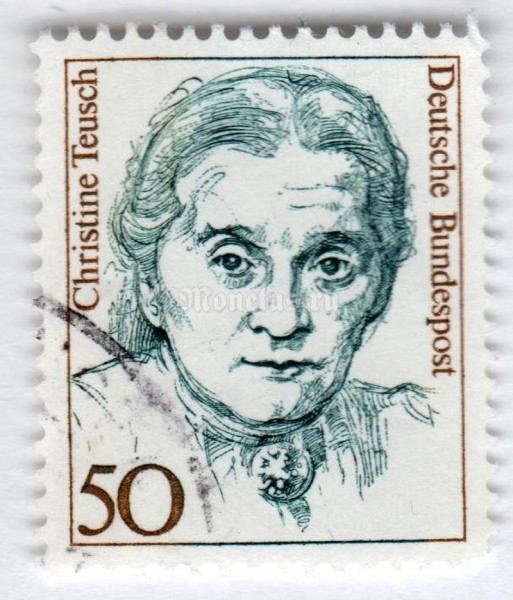 марка ФРГ 50 пфенниг "Christine Teusch (1888-1968), politician" 1986 год Гашение