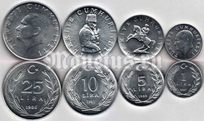 Турция набор из 4-х монет 1982 - 1987 год