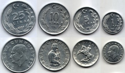 Турция набор из 4-х монет 1982 - 1987 год