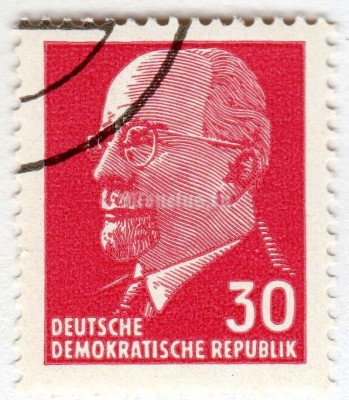 марка ГДР 30 пфенниг "Ulbricht, Walter" 1961 год Гашение