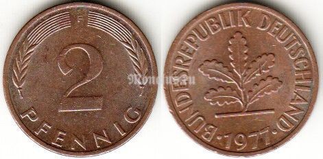 Монета Германия 2 пфеннига 1977 год F