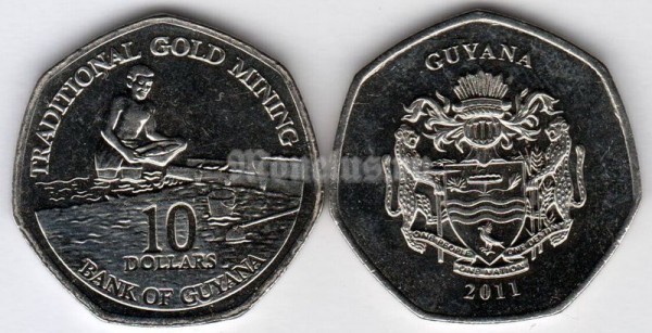 монета Гайана 10 долларов 2011 год
