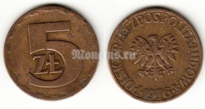 монета Польша 5 злотых 1976 год